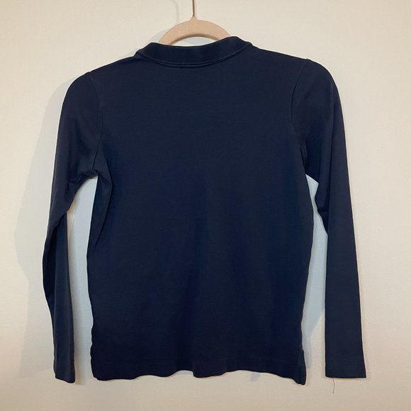 🔥 Lands' End Kids | Navy Blue Long-Sleeved Polo Shirt Medium (10-12) - Picture 3 of 5